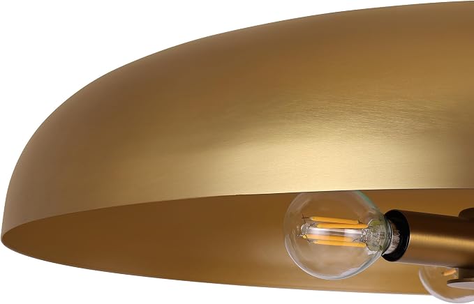 LamQee 20 Inch Oversized Large Pendant Lights, 3-Lights Brushed Gold Modern Dome Chandelier, Farmhouse Metal Pendant Lighting Fixture Ceiling Hanging for Kitchen Island, Dining Room Over Table, Bar - Image 8