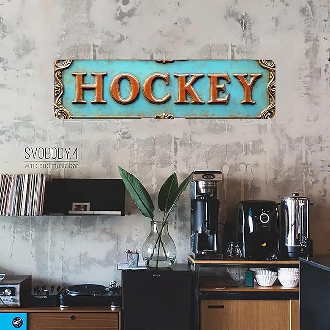 Bar Sign Bar Gifts Vintage Metal Wall Decor Sign"HOCKEY" Street Sign Funny Man Cave Decor Accessories for Home, Bar, Bathroom, Bedroom 4 X 16 inches - Image 3