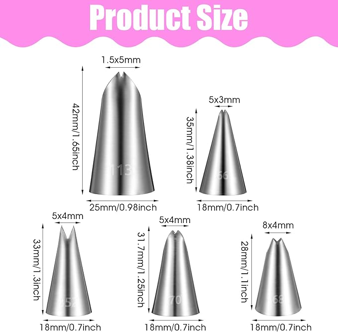 5 PCS Leaf Piping Tips, Cake Decorating Supplies Piping Tips, Piping Nozzles Decorating Tips, Baking Tools For Buttercream, Icing, Birthday Cake, Cupcake, DIY Art