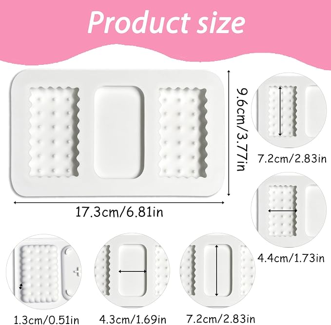 Silicone Cookie Biscuit Mold for Ice Cream Sandwich Cake | 3-Cavity Design, 17.3 x 9.6 cm, Wavy Edge Detail, Baking & Freezing Use, Easy Demolding - Image 2