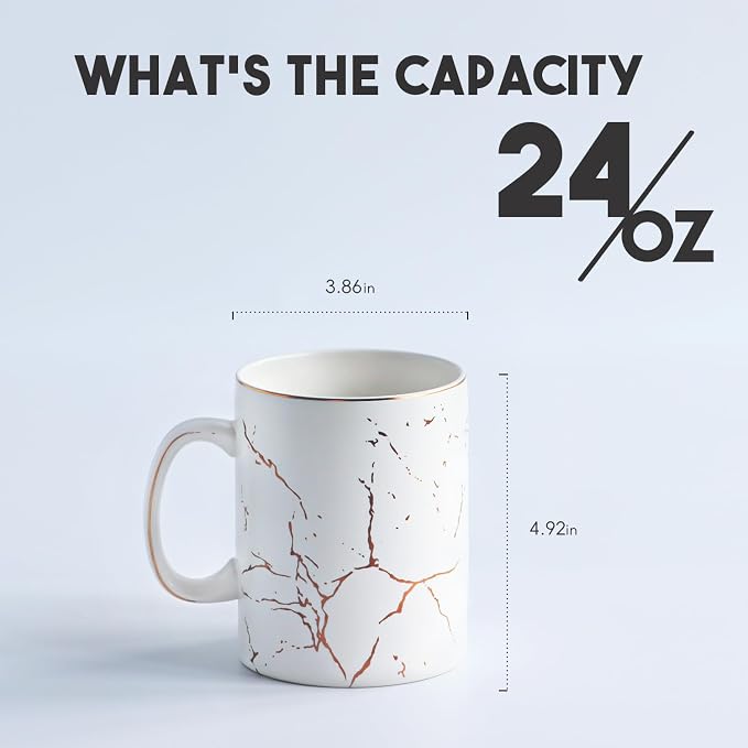 harebe 24 OZ Ceramic Extra Large White Coffee Mug with Handle,Oversized Hot Tall Latte Mugs,Dishwasher Safe Big Capacity Giant Mug for Men Women - Image 2
