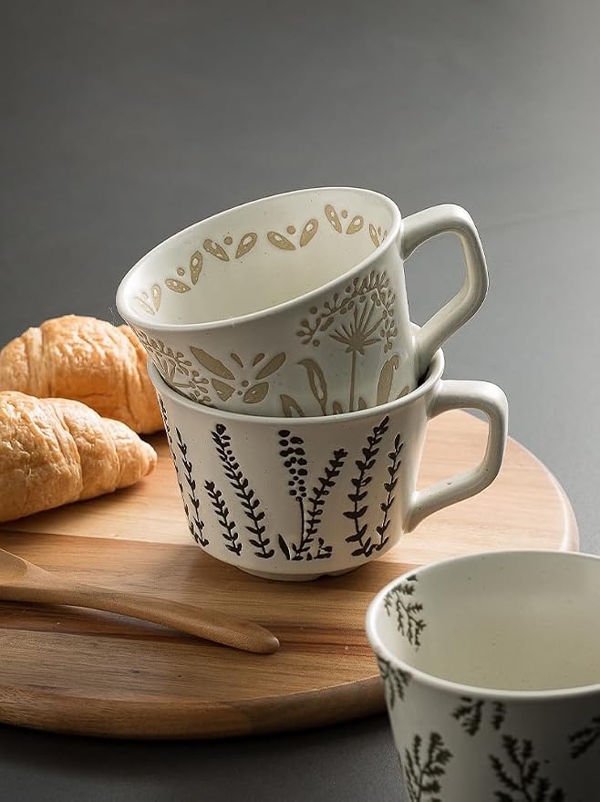 Handmade Ceramic Vintage Coffee Cup, 12oz Porcelain Mug 1 pc, Novelty Coffee Mugs Stoneware, Dishwasher & Microwave Safe, Cup for Coffee, Tea, Hot Chocolate, Housewarming Gifts for Women Men - Image 3