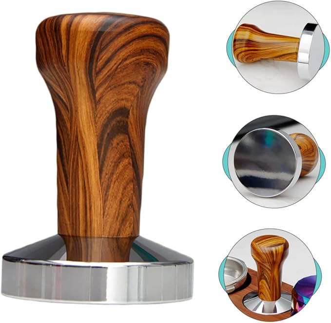 Flat Espresso Tamper Wooden Handle Bean Presser Coffee Tool Espresso Machine Tamper for Cafe Home