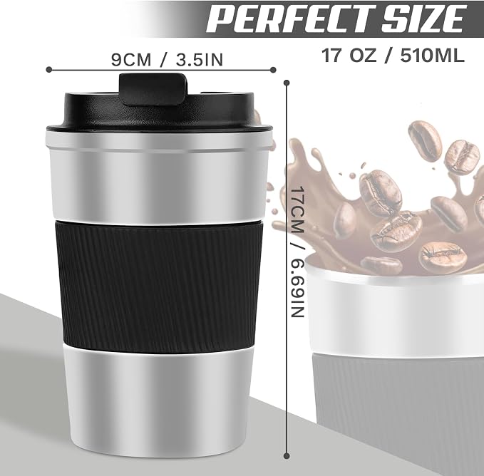 Vacuum Insulated Stainless Steel Travel Coffee Mug,Leak Proof Cup with Lid | 304 stainless steel mug with vacuum insulation, leak proof lid, silicone grip and car cup holder friendly design - Image 4