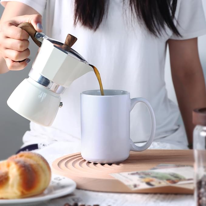 16 OZ Coffee Mug, Classic Blank Ceramic Cup with Large Handle for Tea Latte Cappuccino, White - Image 6