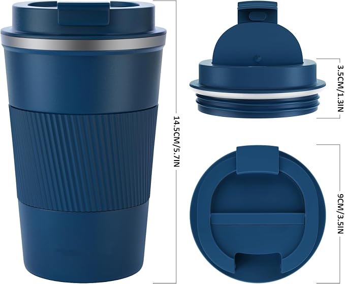 KETIEE Travel Mug 12oz, Insulated Coffee Mug with Leakproof Lid, Travel Coffee Mug Vacuum Stainless Steel Double Walled Reusable Coffee Cup for Hot and Iced Coffee Tea Water (Navy) - Image 2