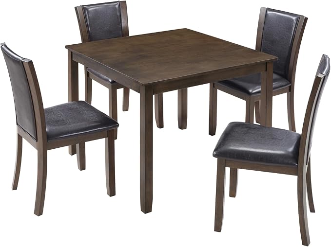 5-Piece Dining Table Set for 4, Kitchen Dining Table with 4 Soft Cushioned Solid Wood Chairs, Ideal for Home or Restaurant Use.(Dark Walnut_Small) - Image 5