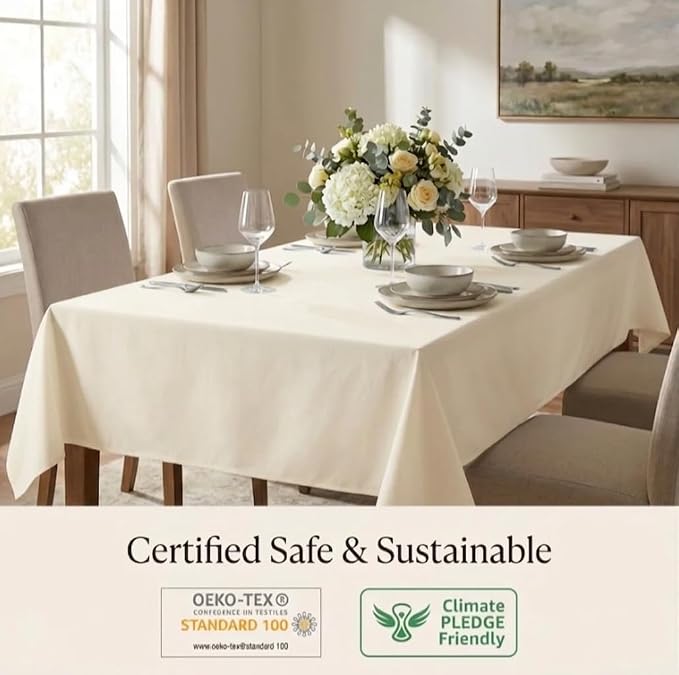 Urban Villa Tablecloth Cotton Tabletop 60x102 (8-10 Seats) Ivory - Image 7