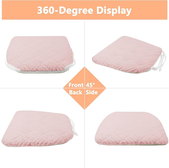 Plush Chair Cushion, Oval Chair Cushion Pad,Ultra Soft Nonslip Seat Pad,Comfortable Chair Cushion Cover,2PCS Memory Foam Chair Seat Cushion for Home Office Kitchen Dining Chairs Hot Pink - Image 5