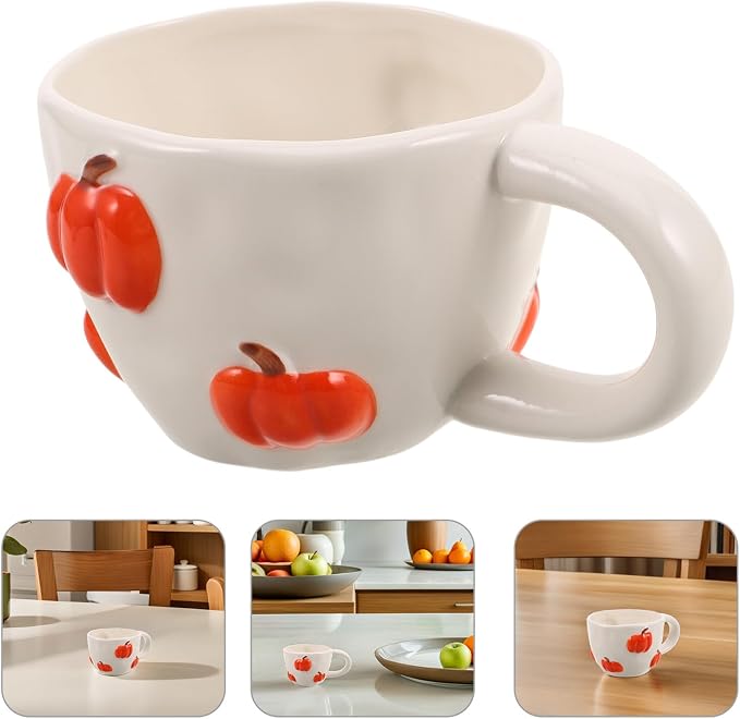 ABOOFAN Ceramic Pumpkin Coffee Mug with Handle - Novelty Coffee Cups for Tea Milk Cocoa Fall Halloween Decor Home Office Drinkware 5.90 X 3.93 X 2.75 inch - Image 8