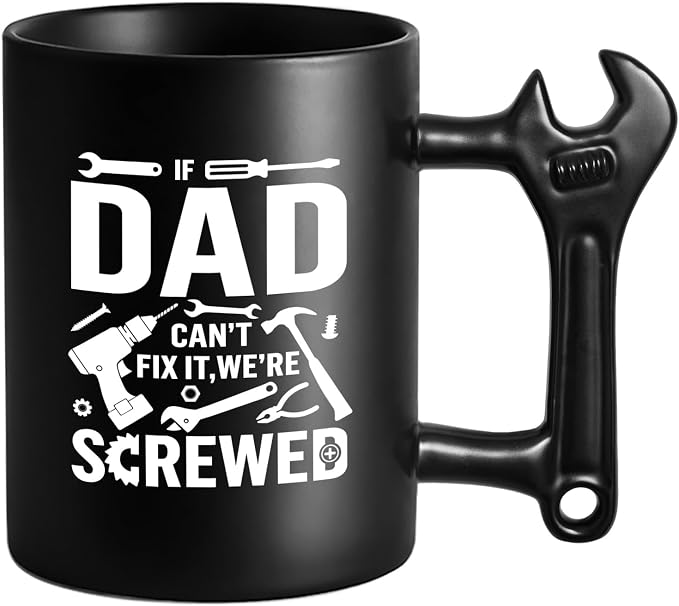 LOZACHE Funny Coffee Mug with Wrench Handle for Dad, Novelty Fathers Day Dad Christmas Birthday Gifts for Men Grandpa Uncle Husband Brother Mechanic by LOZACHE