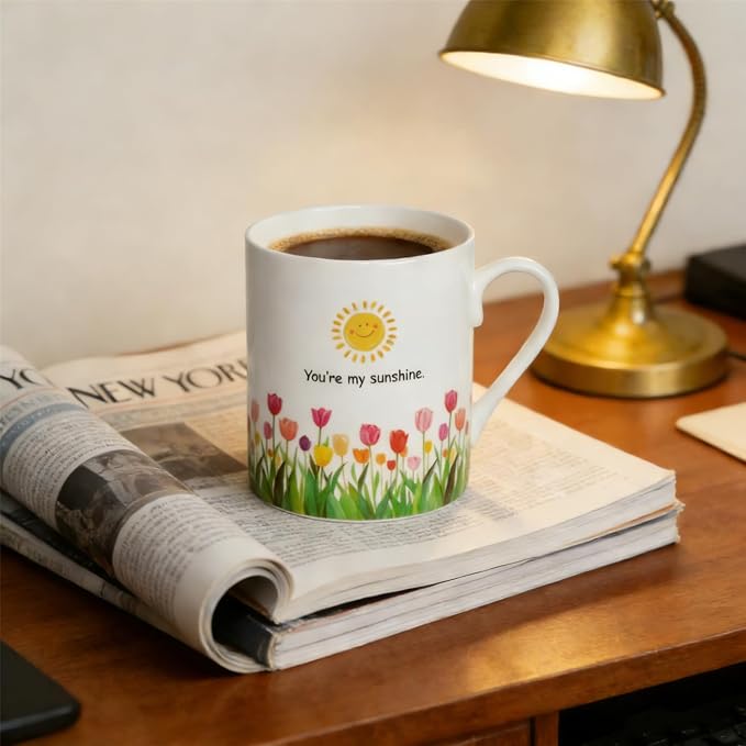 Lovfit Tulip Color Changing 12oz Ceramic Coffee Mug | Heat Sensitive You are My Sunshine Cup, Sunflower Birthday Gift for Women Friends Family, Home Office Use - Image 6
