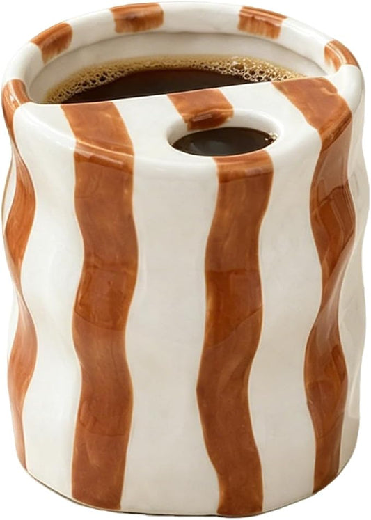 Espresso Cups Ceramic Coffee Mug Series European Striped Dot Coffee Cup And Saucer Mug Cake Plate Afternoon Tea Set Tea Cup And Saucer (Orange 2) by CACXKEP