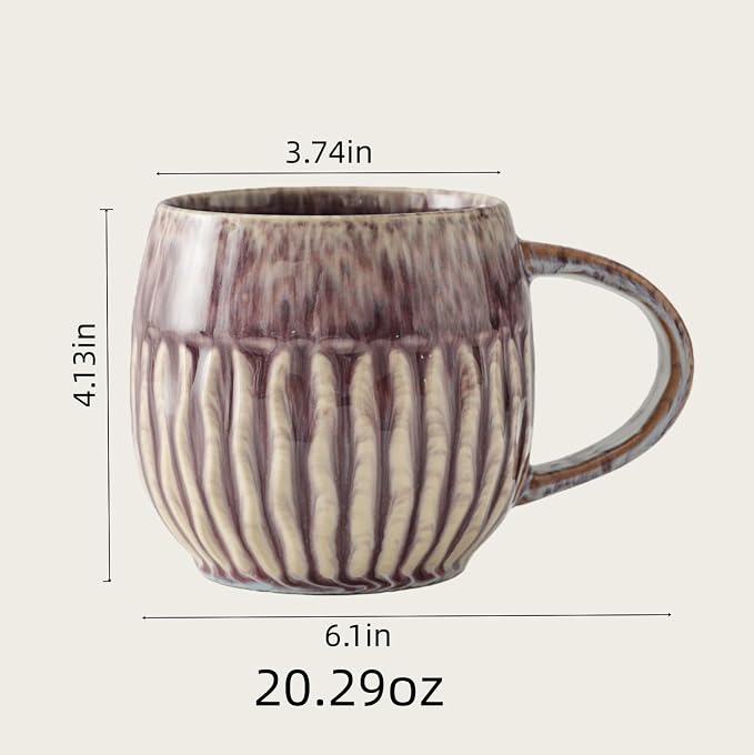 Large Ceramic Coffee Mug - 20oz Big Tea Cup, Purple | Large Tea Mug, Microwave Safe, Dishwasher Safe - Image 2