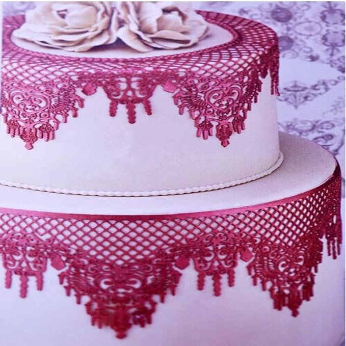 Embossing Lace Fondant Moulds, Crown Castle Border Lace Mat Wedding Cake Decoration Tool, Cupcake Mat Silicone Molds…