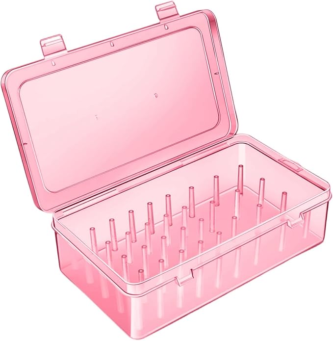 Piping Tips Storage Container Set, 3 Pack, Clear Pink Blue, 9.33 x 5.3 x 2.5 inches (Pink)