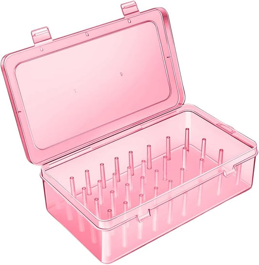 Piping Tips Storage Container Set, 3 Pack, Clear Pink Blue, 9.33 x 5.3 x 2.5 inches (Pink)