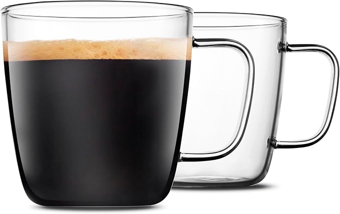 LUXU Glass Coffee Mugs, 24 oz Ice coffee cups,Large Beer Mugs Set of 2 | Everyday Drinkware,Water Glass,Glass Drink Tumblers,Bar Glassware,Borosilicate Glass Mugs with Handle for Hot/Cold Beverages by LUXU