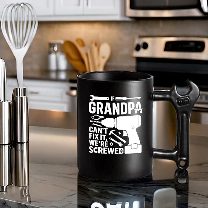 LOZACHE Funny Coffee Mug with Wrench Handle for Grandpa, Novelty Fathers Day Christmas Birthday Gifts for Grandpa Uncle Husband Brother Mechanic Tea Mug Present - Image 7