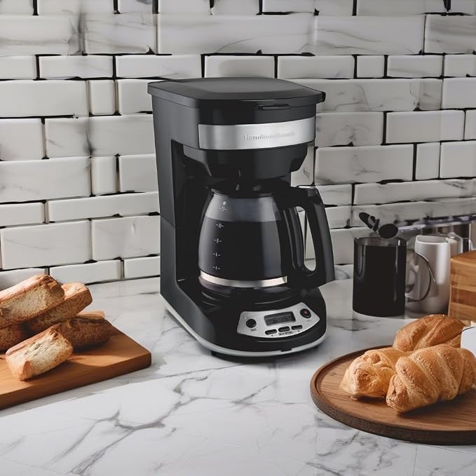 Hamilton Beach 12 Cup Programmable Drip Coffee Maker | Regular & Bold Brew Options | Auto Pause and Pour | Glass Carafe | Black with Stainless Accents | 46299J - Image 5
