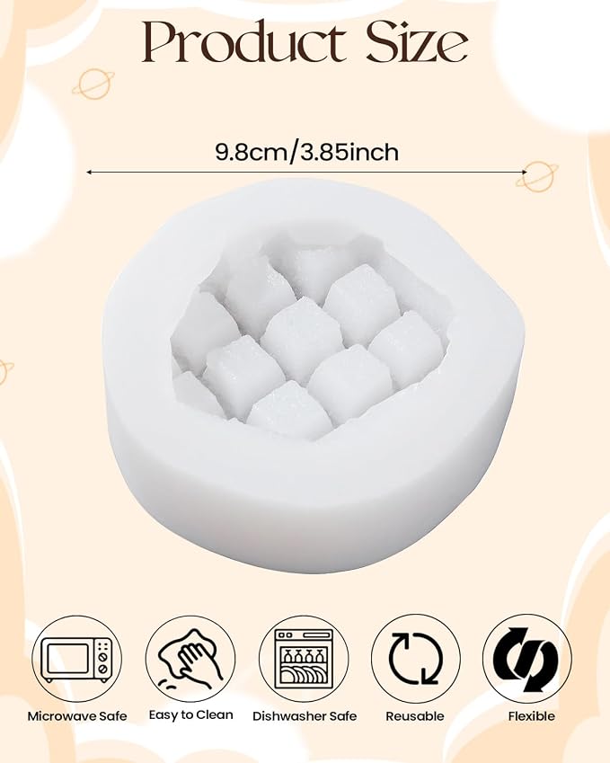 Waffle Silicone Mold, Artificial Food Fondant Mold, Simulated Waffle Candle Molds, Cookie Waffle Mold, French Bread Waffle-Shape Soap Molds For Aromas Chocolate Candy Dessert Clay Resins - Image 3