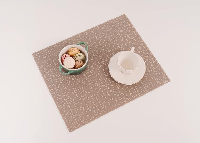 Mintrico placemat for Dining Table Set of 2 Silicone Heat Resistant Non Slip (Brown) - Image 5