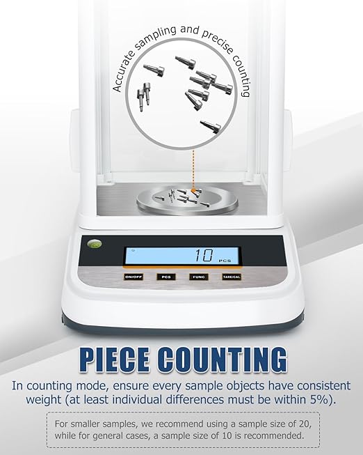 500g Analytical Lab Balance with 0.001g Ultra-Precision, Digital Scale Multi-Functional Units Plug-in Exclusive 500g Weight - Ideal for Laboratories, Research, Industrial, Kitchen, Food, Jewelry