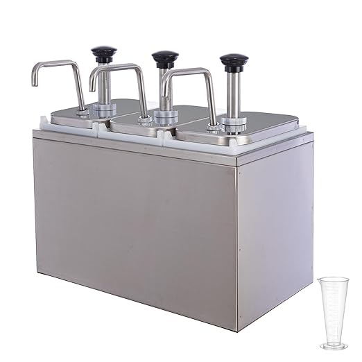 9.51 Quart Ketchup Pump Dispenser,Condiment Dispenser Pump, Large Capacity Detachable Leak-Proof Design for Sauce, Honey, Syrup,Soy Sauce,Mustard,Cheese (3 pumphead, 3.17 QT Each)