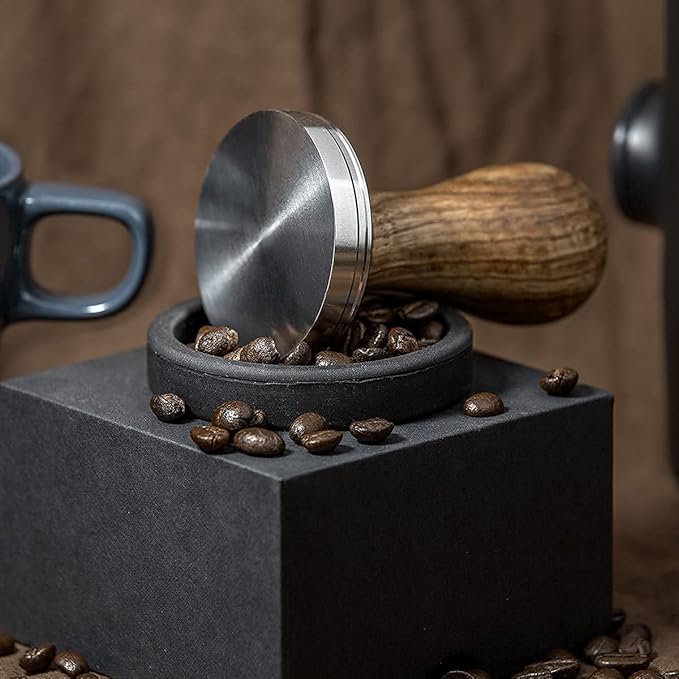 51mm Coffee Tamper With Mat - Espresso Press With 304 Stainless Steel Base and Wooden Handle - Barista Espresso Machines Accessory