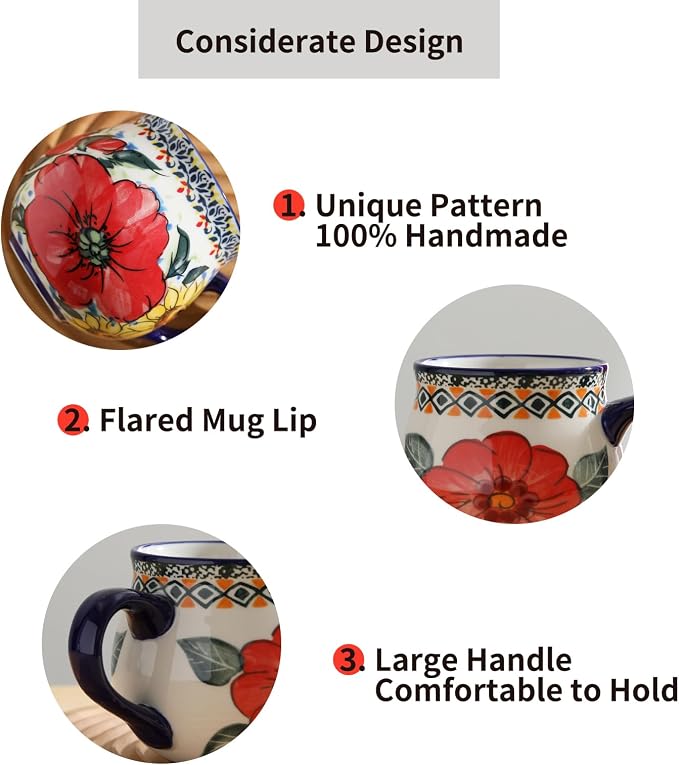 ALMA 12oz Handpainted Sunflower Ceramic Coffee Mug | Microwave & Dishwasher Safe, Ideal for Morning Coffee Tea, Home Kitchen Dining Room Display, For Home Makers & Women - Image 3