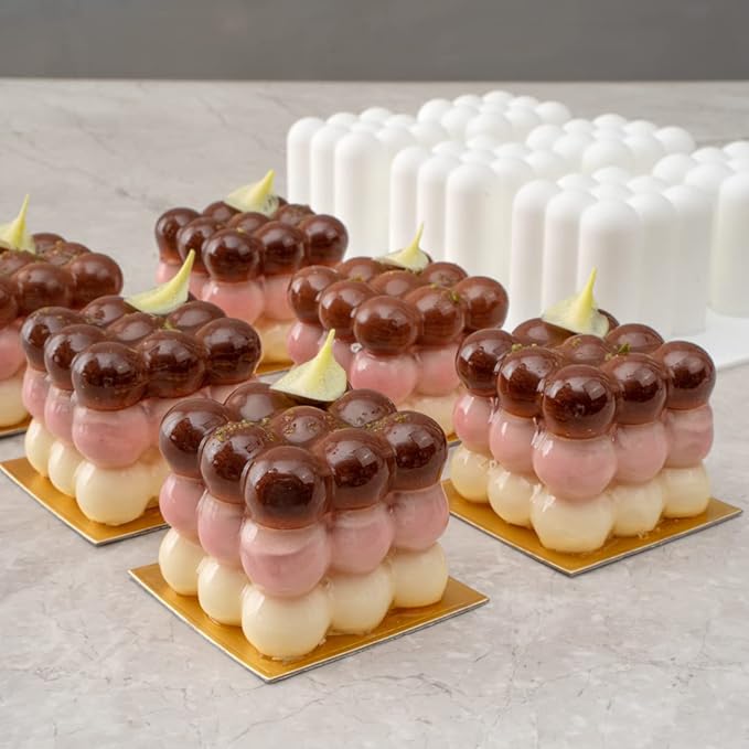 Restaurantware Pastry Tek Silicone Bubble Cube Baking Mold - 6-Compartment - 10 count box