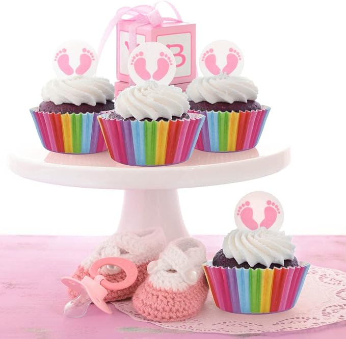 100 Pack Rainbow Cupcake Liners - Standard Size, Greaseproof Paper Muffin Liners for Birthday Party, Wedding Cake, Colorful Cupcake Wrappers - Image 3