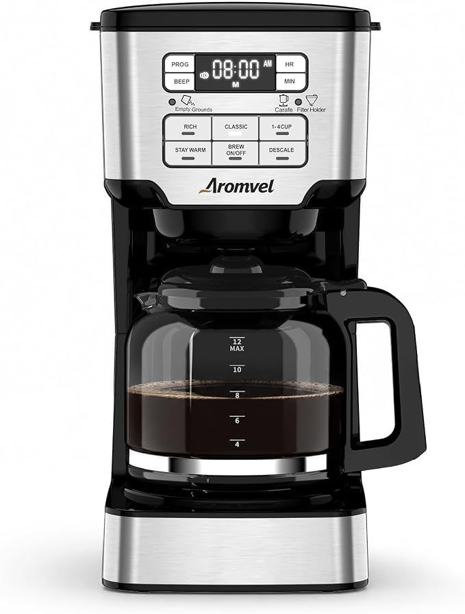 12-Cup Drip Coffee Maker Programmable, Adjustable Brew Strength | 24-Hour Delay Brew & 4-Hour Keep Warm, 1-4 Cup/Classic/Rich Coffee Brewer for Home Office, Coffee Machine with Glass Carafe by Unknown
