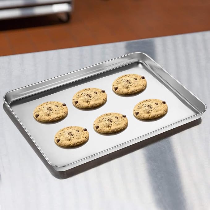 Wildone Baking Sheet with Silicone Mat Set, Set of 4 (2 Sheets + 2 Mats), Wildone Stainless Steel Cookie Sheet Baking Pan with Silicone Mat, Size 12 x 10 x 1 inch, Non Toxic & Heavy Duty & Easy Clean - Image 6