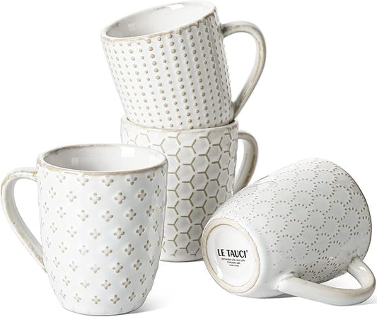 LE TAUCI Espresso Cups 6 oz, Ceramic Demitasse Cup, Small Coffee Mugs for Double Shot, Latte, Cappuccino, Lungo, Kids Mugs With Handle, Suit For Housewarming - 2.7 inch, Set of 4, Arctic White by LETAUCI