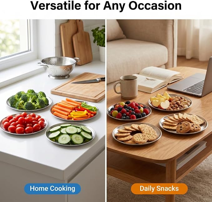 Small Stainless Steel Plates,5 Pcs 5.5 Inchs Dinner Dishes Plates Camping Plate,Perfect for Snack Candy Cake Dessert Fruit Camping Etc Reusable and Dishwasher Safe (5, 5.5 inches) - Image 6