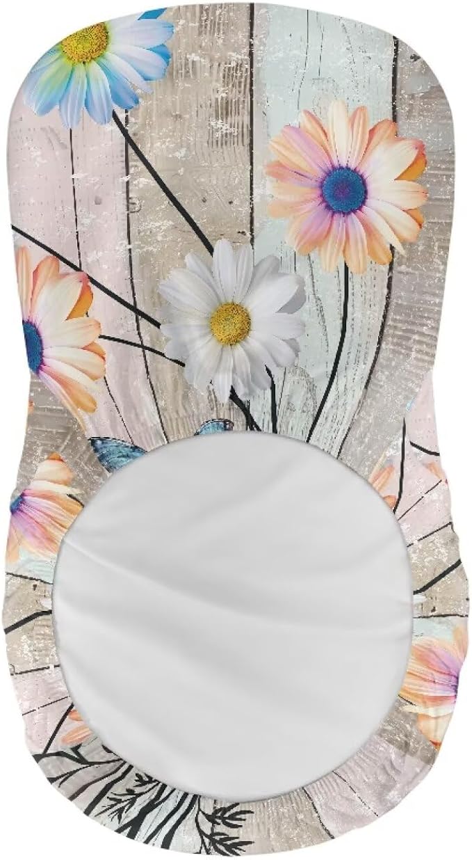 Wood Grain Daisy Butterfly Bar Stool Covers Elastic Stretchable High Mid Low Stool Chair Cover for Party Kitchen Club Machine Washable - Image 5