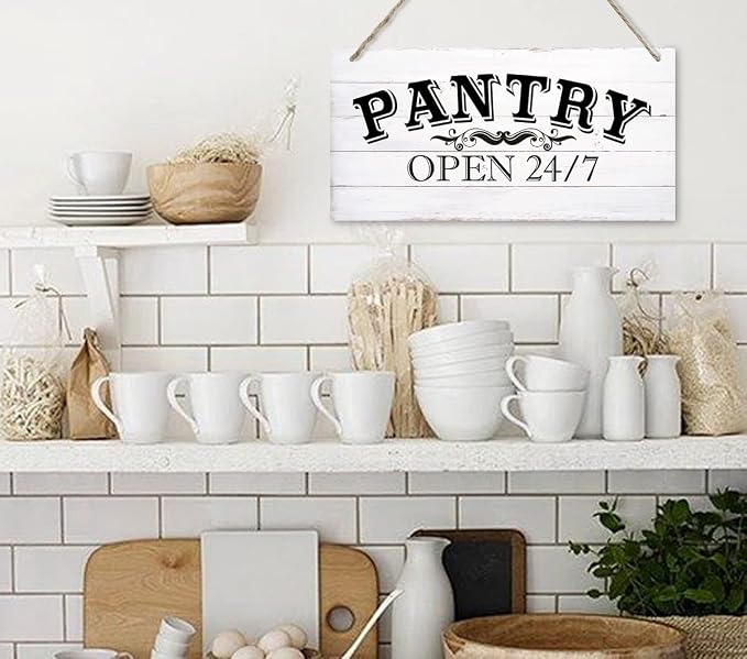 Farmhouse Themed Wood Sign - Pantry Room Decor, Vintage Wall Art with Quotes, Size 12" x 6" - Image 2