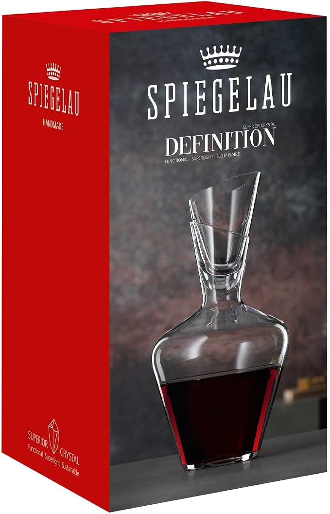 Spiegelau Definition Crystal Wine Decanter with Stopper, Elegant Carafe for Red and White Wine, Modern Glass Pitcher for Wedding Gifts, Housewarming, Home Bar, Hosting, 33 oz (1 L), Set of 1 - Image 2