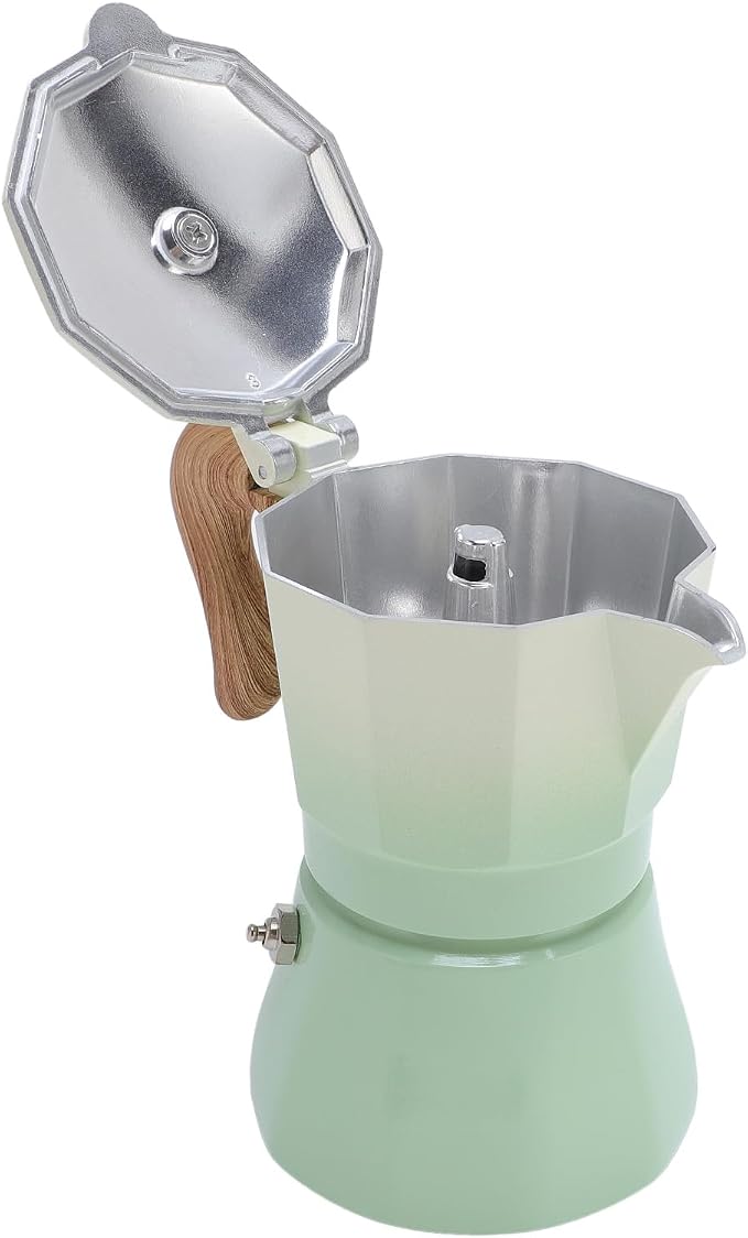 Kavolet Stovetop Coffee Maker Pot Maker 150ml Aluminum Single Valve Coffee Machine placeholder with Rapid Even Heating for Lovers Beginners (Gradient Green) - Image 3