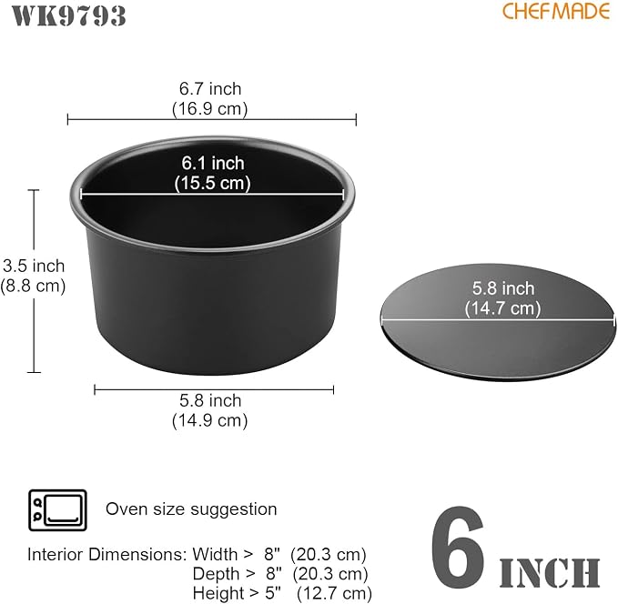 CHEFMADE Round Cake Pan, Nonstick 6-Inch with Removable Loose Bottom Chiffon Bakeware - Image 2