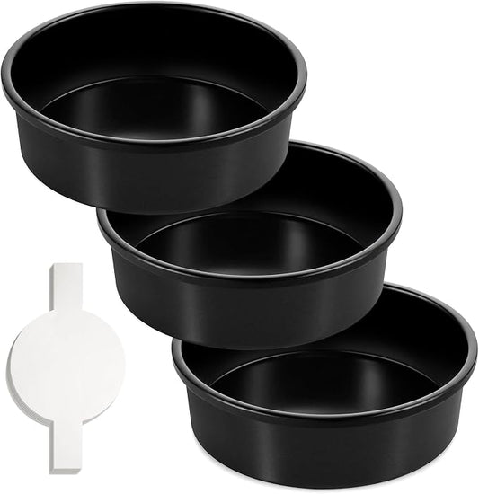 AIVIKI 8-Inch Round Cake Pan Set of 3, Nonstick Smash Cake Baking Pans Tins with 100 Pieces Parchment Paper, Carbon Steel Bakeware for Birthday Christmas, Oven & Dishwasher Safe by AIVIKI