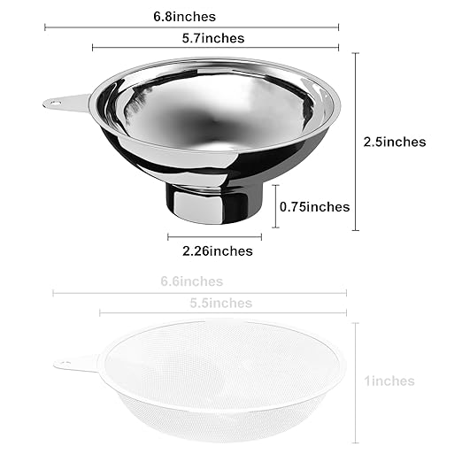 5.7 in X 2.26 in Caliber Stainless Steel Canning Funnel for Regular Caliber Mason Jars - Kitchen Filling Funnel (Without Filter)