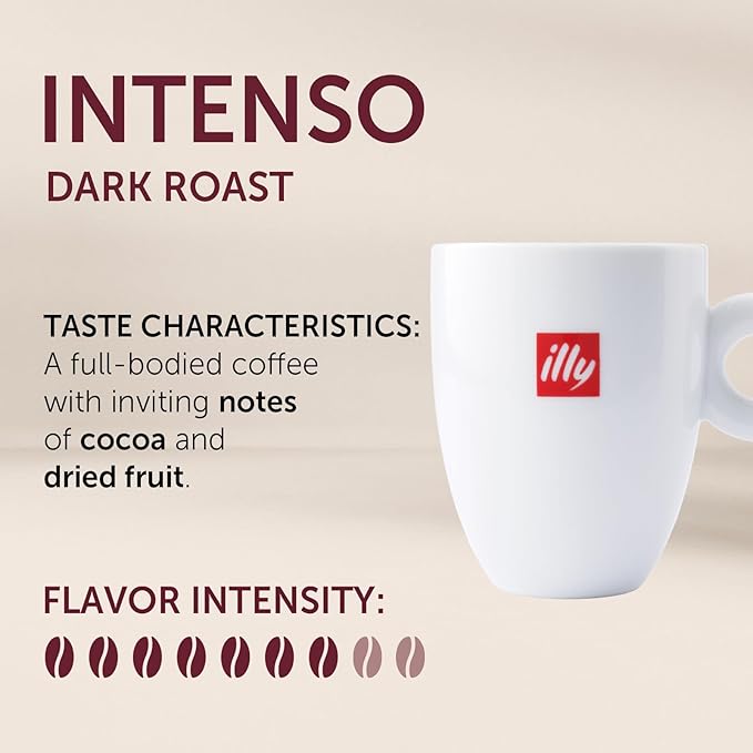 Illy Coffee K Cups - Pods For Keurig Machines – Intenso Dark Roast – Notes of Cocoa & Dried Fruit - Bold, Flavorful & Full-Bodied Flavor - No Preservatives – 20 Count, 4 Pack