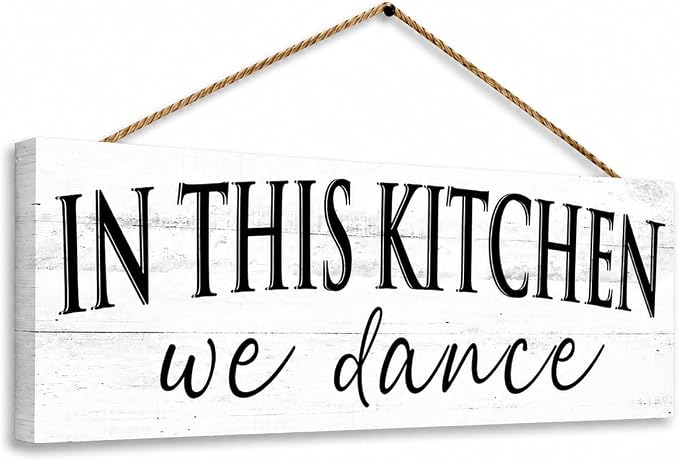 Farmhouse Themed Kitchen Signs: Rustic Kitchen Decor Canvas Print Decoration with Funny Quotes "In this Kitchen, we dance" - Vintage Decorative Wall Plaque for Home 6" x 14.5" - Image 4