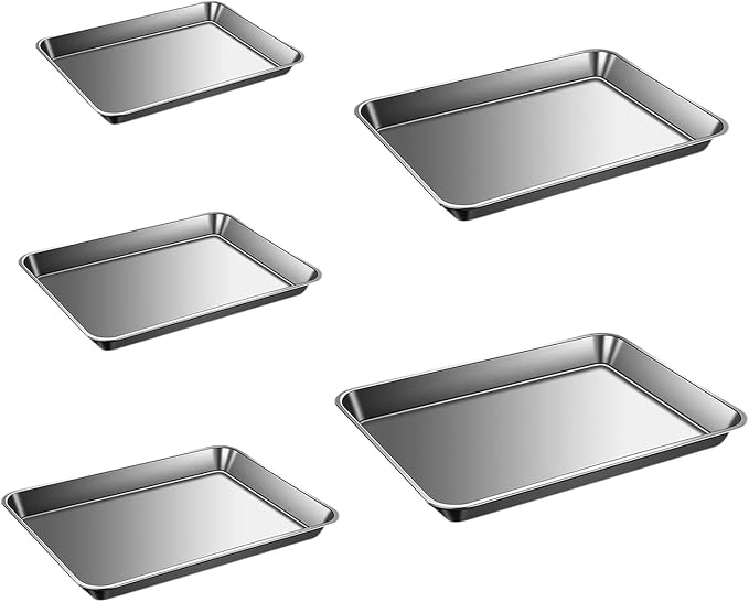 304 Stainless Steel Flat Bottom Oven Tray with Even Heat Distribution Practical Baking Pan for Pastries and Breads Stainless Steel Cookie Sheet - Image 8