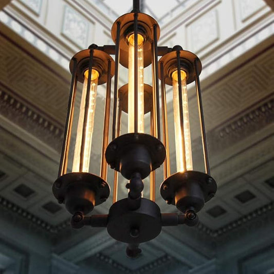 Industrial Steampunk Chandelier Vintage Pendant Light Loft Ceiling Fixture for Country Hotel Restaurant Bar Creative Ceiling Lamp(4 Heads) by LUOLAX