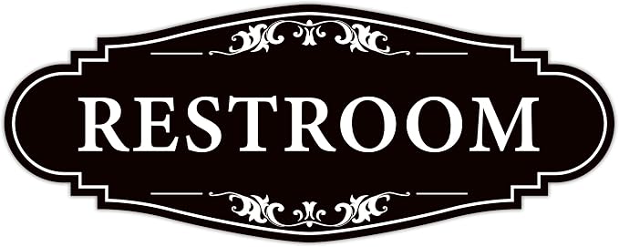 Restroom Sign for Business and Home,Self-adhesive Unisex Bathroom Sticker | Waterproof Vinyl Toilet Decor for House,Office,Shop,Door（Black） by LUHIMO
