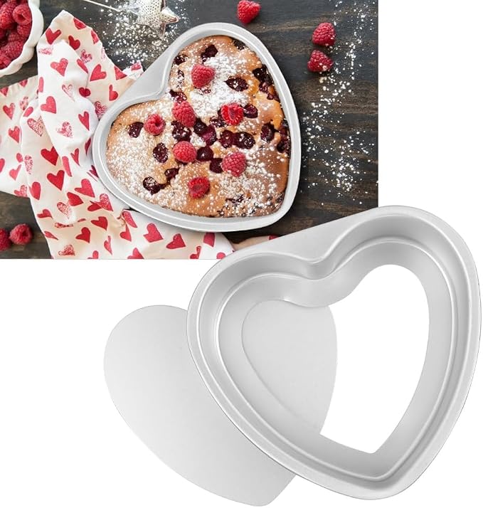 Heart Shape Cake Pan, Anodized Aluminum Alloy 8 in Tall Loose Base Silver Chiffon Mousse Sponge Dessert Baking Mould for Wedding Birthday Anniversary - Image 6
