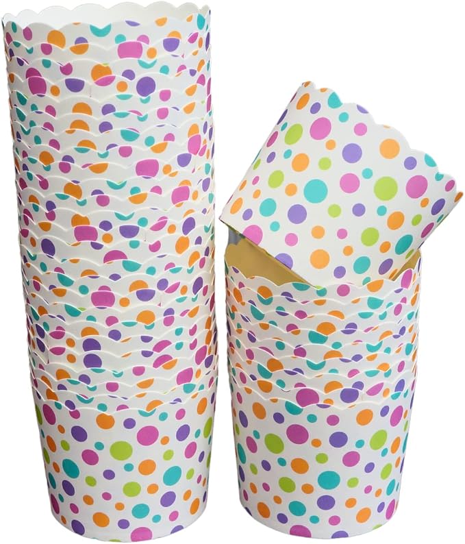Paper Baking Cups (Polka Dots), Greaseproof Disposable Cupcake Liners (Multi, Large Cups (50-Pack)) - Image 2